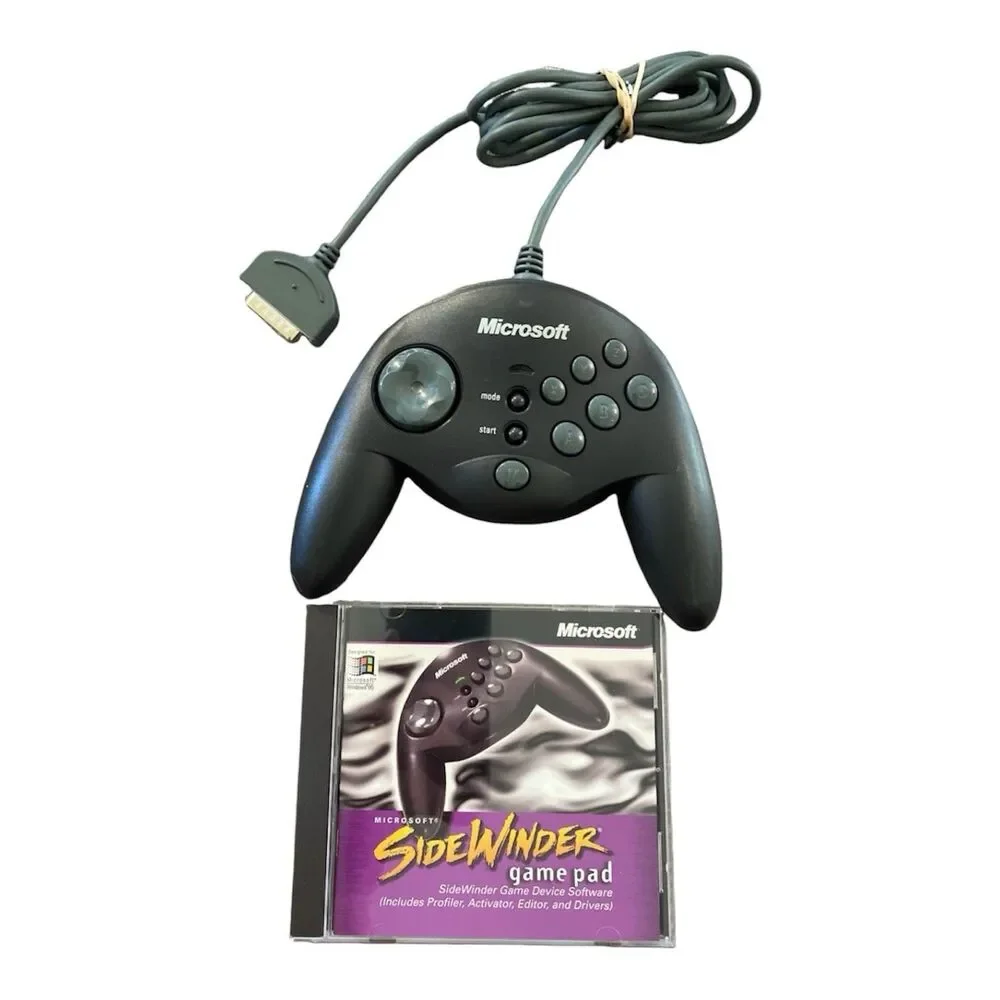 Microsoft SideWinder Game Pad Vintage PC USB Controller w/ Disc Software EUC